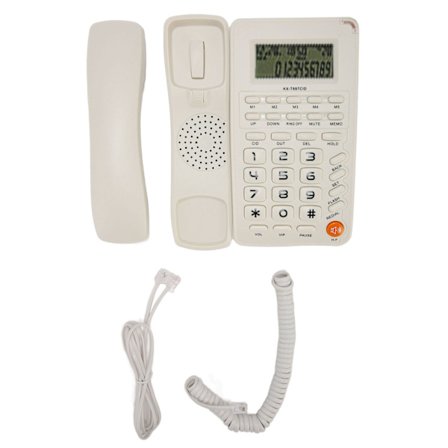 Fasttelefon med ledning og store knapper for eldre, hjemmekontor, hotell, hvit