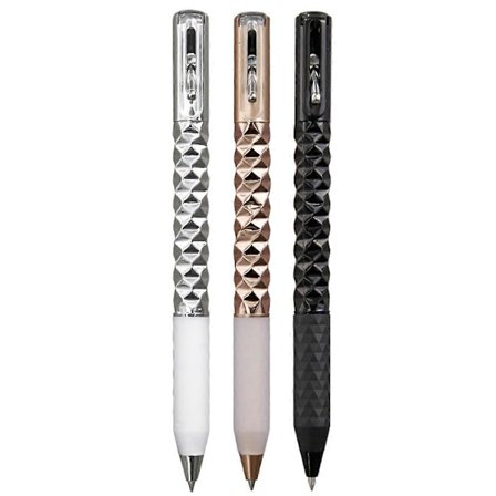 Geometrisk Metall Crinkle Pen Fidget, Stressreducerande Metall Formskiftande Switchpenna, 0,5 mm Infällbar Gelpenna, Flerfärgad