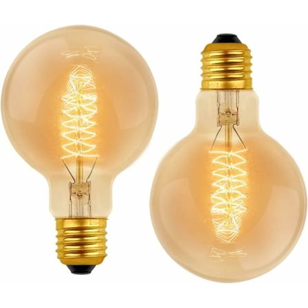 Vintage Globe G80 E27 Dimbar Lyspære 40W Varm Hvit 2700K, AC 220V, Retro Glødelamper Dekorasjon Pærer E27 Spiral Wolfram Filament Lampe, Pakke