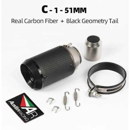 Universal AR Kolfiber Motorcykel Avgasljuddämpare Rör Titanlegering Motorcykel Racing Avgasrör Tillbehör