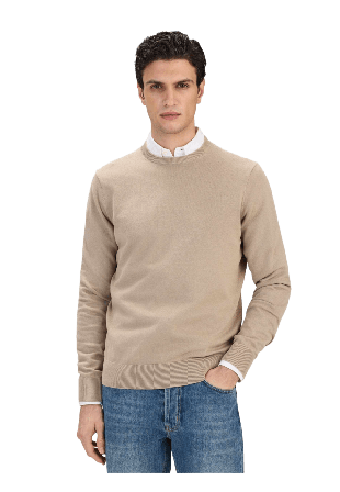 John Henric Cotton Crew Neck Sweater (sean) Tröjor Herr Beige M