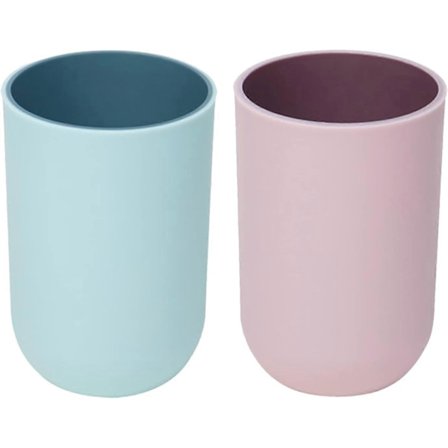 Tandborstmugg i plast, badrumsmuggar, enkel design badrumssköljning tvätt tandmugg, 2 st tandborstmuggar i plast, återanvändbara