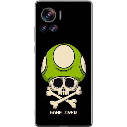 Yhteensopiva Puhelinkuori Motorola Motorola Edge 30 Ultra Pelimotiivi, jossa on kuolonsyöjä ja vihreä sieni retro pelityylillä ja tekstillä game
