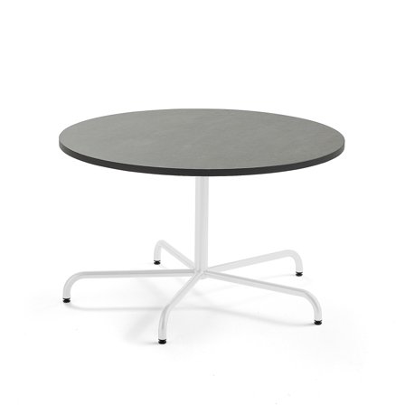 Tisch PLURAL, Ø 1200x720 mm, Linoleum-Platte, dunkelgrau, weiß