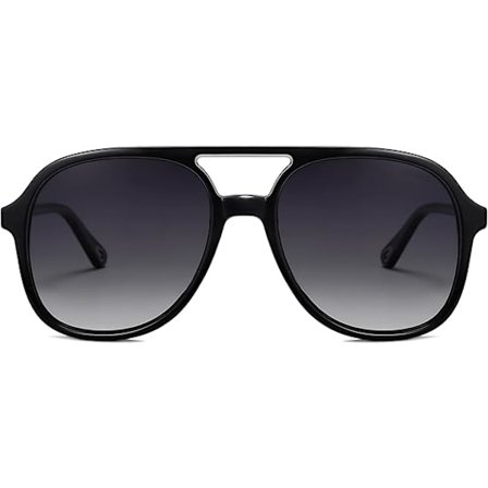 Retro Polariserende Aviator Solbriller til Mænd og Kvinder Klassiske 70'er Retro Mode Kvadratiske Aviator (Sort)