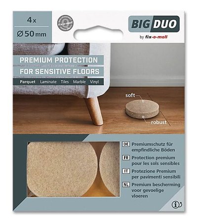 FIX-O-MOLL Filt Bigduo parkett Ø50mm Beige 4stk