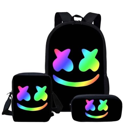 Ryggsäck Marshmallow Dj Skolväska Ryggsäck i tre set - Perfekt