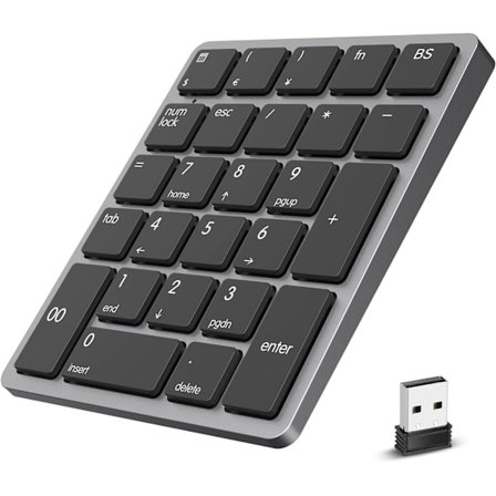 Trådløst genopladeligt numerisk tastatur 26 taster Slim taltastatur med mini USB-modtager Bærbar økonomisk regnskabstastatur til bærbar computer