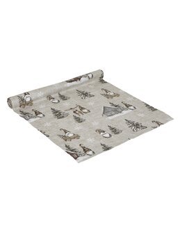 Bordslöpare Harald med tryckt tomtemotiv Brun - Jul - Fondaco