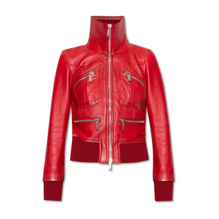 Dsquared2, Skórzana kurtka Czerwony, Kobieta, Rozmiar: S