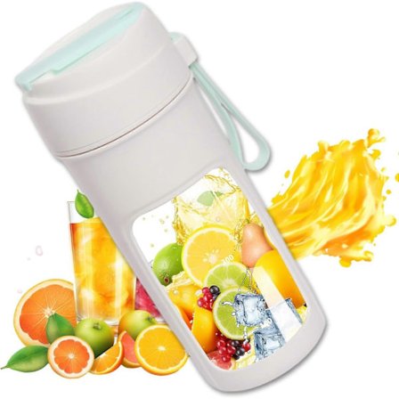 Kannettava minisekoitin ladattavalla USB-C:llä, pirtelö- ja smoothie-tehosekoitin, 3 juomatilaa, mehupuristin 10 terällä. Valkoinen.