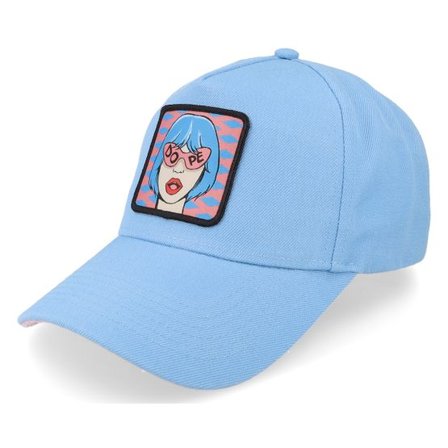4REAL - Blå adjustable Keps - Dope Pop Art Patch Lightblue/Pink A-frame Adj @ Hatstore