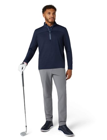 Original Penguin Golf Lightweight 1/4-Zip Mixed Media Pullover - Navy - XXL