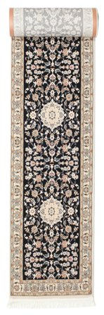 Nain Negin 80X600 Piccolo Nero/Beige Crema Medallion Passatoia Tappeto