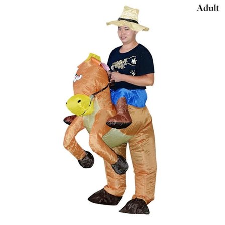 Oppblåsbar hestekostyme Cowboys på hest Kostyme Morsom Nyhet Utkledning Partyantrekk-Perfekt