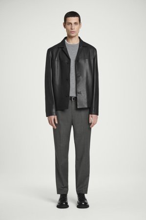 COS Men's Slim Fit Wool Trousers in Grey