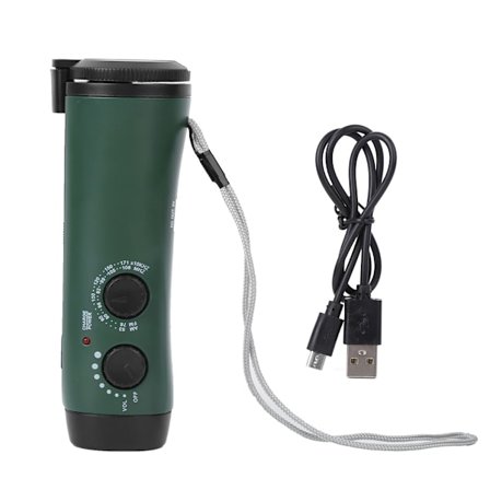 Muovinen ulkokäyttöön tarkoitettu käsikammella toimiva monitoiminen taskulamppuradio hätätilanteisiin LED-taskulamppu matkapuhelimen laturi vihreä