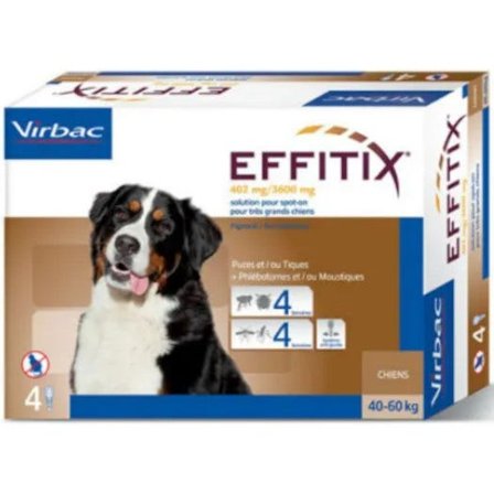 Effitix Spot-On Soluzione 4 Pipette 6,60ml 402mg + 3600mg Cani Da