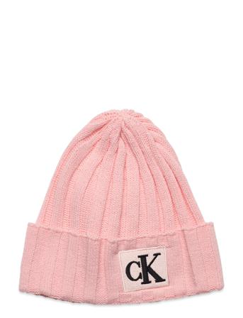 Monogram Rib Beanie Accessories Headwear Hats Beanies Rosa Calvin Klein