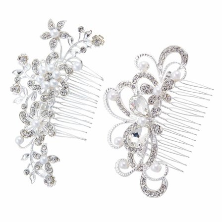 2-delt bryllupshårklemme kam perle brudehårtilbehør perler bryllupsdekoration hovedbeklædning til kvinder damer brude og brudepiger