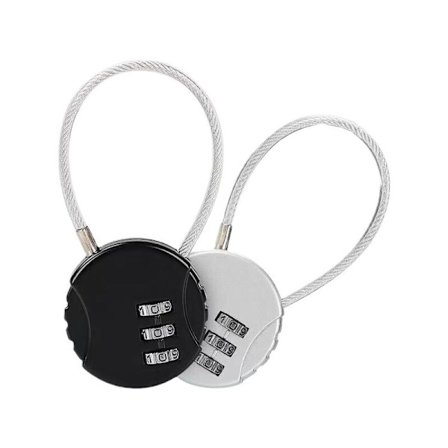 2 stk. 3-cifret kodehængelås (sort + sølv) Flykoffert Hængelås