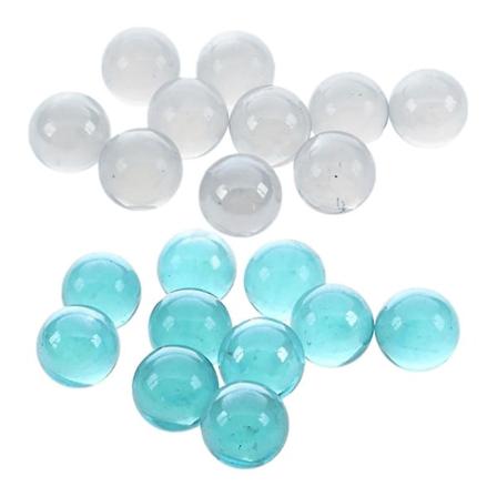 20 stk. Kuler 16mm Glasskuler Knicker Glass Balls Dekorasjon Fargeklumper Leker Blå Og Gjennomsiktig