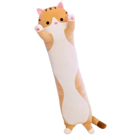 Pitkä kissa halauskudde Piirretty kissa plussilelu makuuhuoneen koristelu lapsille Harmaa 50cm Ruskea 70cm