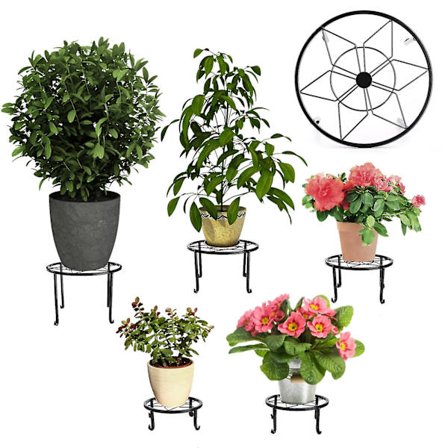 5 stk Metall Plantestativ for Utendørs Innendørs Planter, Kraftige Blomsterpotte Stativ for Flere Planter, Rustsikker Jern Rund Plantehylle, 