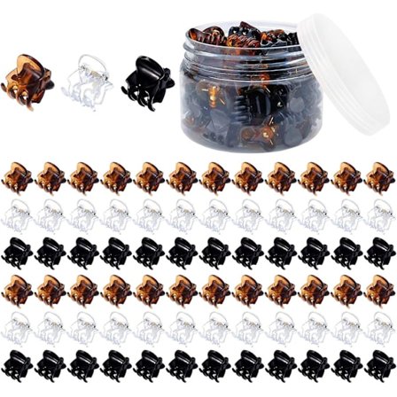 72 st Små Hårclips, Mini Klorclips Klor Hårclips För Kvinnor Och Flickor, Plast Små Hårclips Med En Ask (Svart, Brun Och Klar)