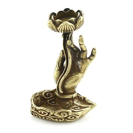 Suitsuke polttimelle Buddha Hand Lotus Backflow -suitsuketeline metallinen suitsukeastia kodin makuuhuoneen olohuoneen sisustukseen