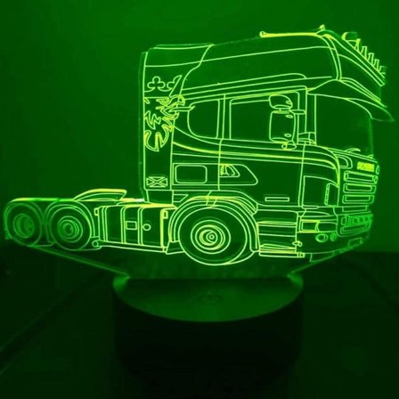 3D Lastbil Traktor Bil Nattlampa Bordslampa Optisk Illusion Lampor 7 Färgskiftande Ljus LED Bordslampa