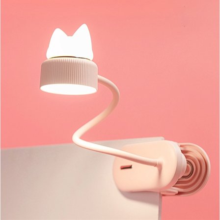 Fleksibel rosa med originalt nattlys/Med USB-oppladbart batteri/LED-leselys Leselampe for skrivebord, seng, nattbord - Lys, praktisk -