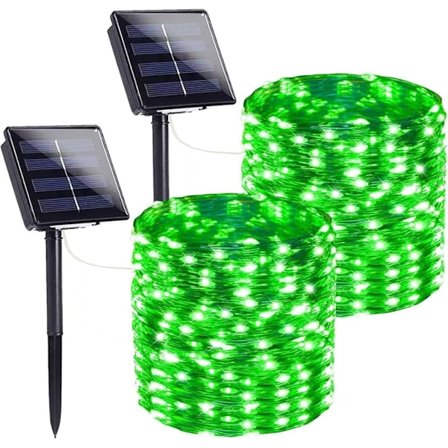 Solcelle-lyskæde 2-pak 20m 200 LED, kobbertråd, udendørs dekorationslys til jul & fest_TF_TF