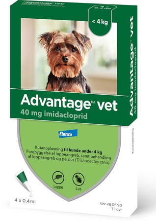 Advantage Vet Spot-on til Hund Hund 0-4 kg (4X0,4 ml), Tøj & Bolig, Flåter & Lopper, Flåt- Og Loppemiddel Til Hunde