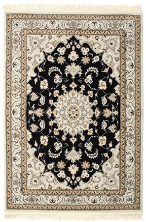 Nain Mahak 160X230 Beige/Schwarz Medaillon Teppich