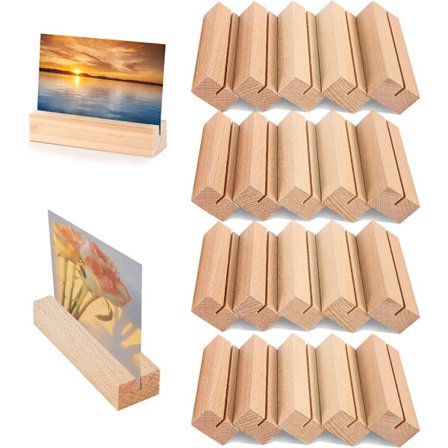 20 stk. kortholdere i tre, solide bordkortholdere, menykortholdere, postkortholdere, fotoholdere, trestativer