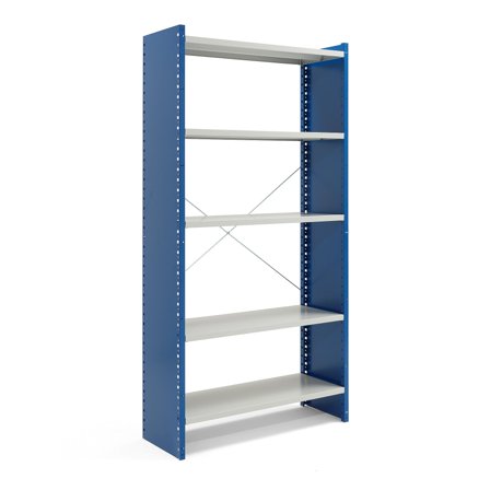 Regalsystem MIX, Grundmodul mit geschlossenen Seiten, 2100 x 400 mm, blau/grau