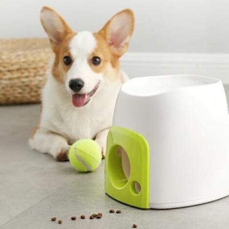 Automatisk interaktiv hundbollskastare - Food Reward Machine - Tennisbollskastmaskin för hundträning - Vit +