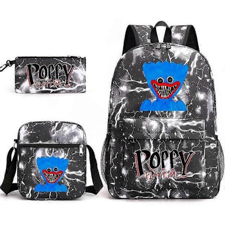2025 Poppy Playtime Huggy Wuggy Koululaukku Reppu Penaali Olkalaukku Kolmiosainen setti