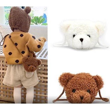 Søt Teddybjørn Plysj Skulderveske For Barn Tegneserie Messenger Vesker Kawaii Plysj Håndvesker Små Jenter Kosedyr Ryggsekk
