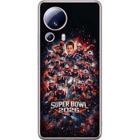 Kompatibelt Mobildeksel til Xiaomi 13 Lite Super Bowl 2026 plakat med New England Patriots og NFL-trofe i eksplosiv sportsdesign