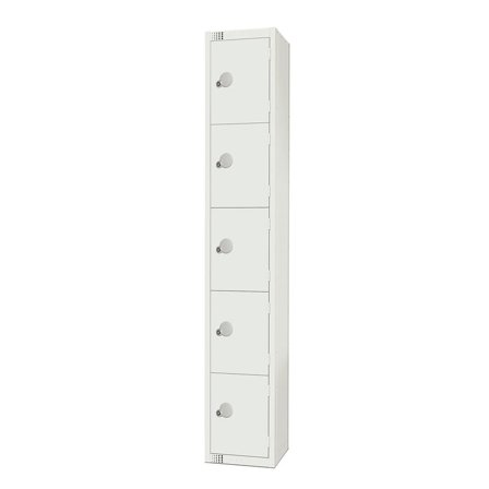 Elite white locker, 5 door, 1800x300x300 mm, all white