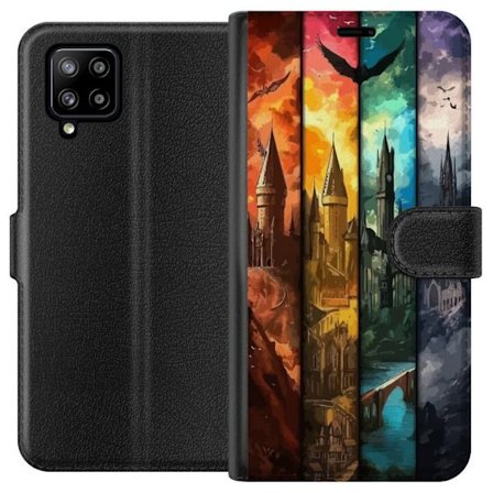 Kompatibel Tegnebogsetui til Samsung Samsung Galaxy A42 5G Fire magiske slotte i forskellige elementfarver, episk fantasykunst med ild vand luft og mÃ