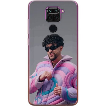 Kompatibel Mobilcover til Xiaomi Redmi Note 9 Farverig illustration af et trist hjerte på stranden med palmer, delfiner og solnedgang i retrosk kunst