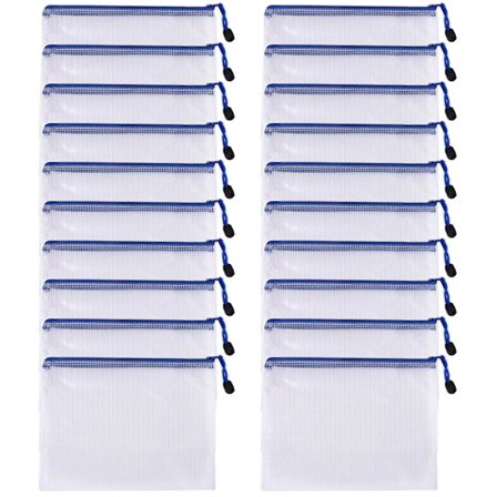 20 stk. Kontorrekvisita Kosmetikk Multifunksjonelle Vanntette Mesh Glidelåsposer A5 Skole