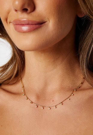 BY JOLIMA - Necklace With Multi Crystal Charms - Gold - Kläder - - Bubbleroom