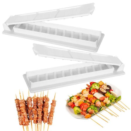 2x 11 tuuman pitkä puristusmuotti, manuaalinen muotti, turkkilainen shashlik, grilli-piknikille, paksu muovi BPA-vapaa (valkoinen)