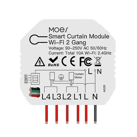 Tuya Smart WiFi 2 Gang Dobbel Gardin Persienne Bryter Modul Rullegardin Elektrisk Motor Smart Life
