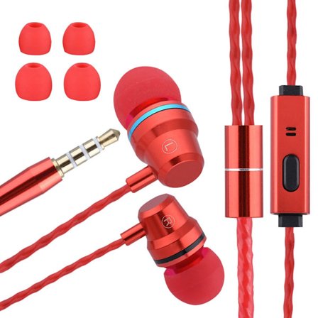 Supertung Bass kablet øretelefon komfortabel bruk HiFi håndfri samtale In-ear ørepropper - Rød