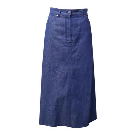 Gucci Vintage Gucci Organic Denim Midi Nederdel in Blue Cotton Blå, Dame